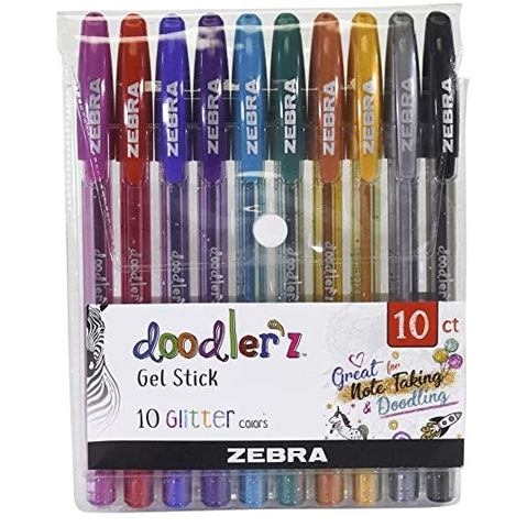 ROLLER GEL DOODLERZ ZEBRA 8917-67 COLORES GLITTER ESTUCHE CON 10