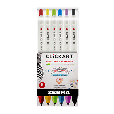 MARCADOR CLICK ART ZEBRA PARA ARTE 4019-66 ESTUCHE CON 6 COLORES SURTIDOS