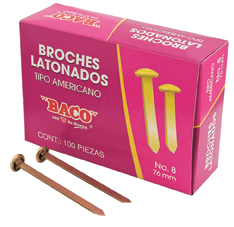 BROCHE LATONADO AMERICANO BACO BA-8 76 MM. CAJA CON 100