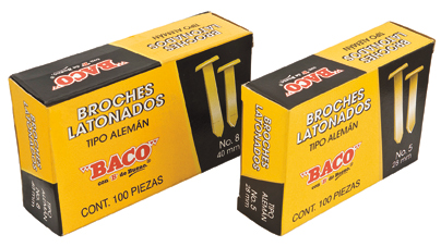 BROCHE LATONADO ALEMAN BACO #8 40MM CAJA CON 100