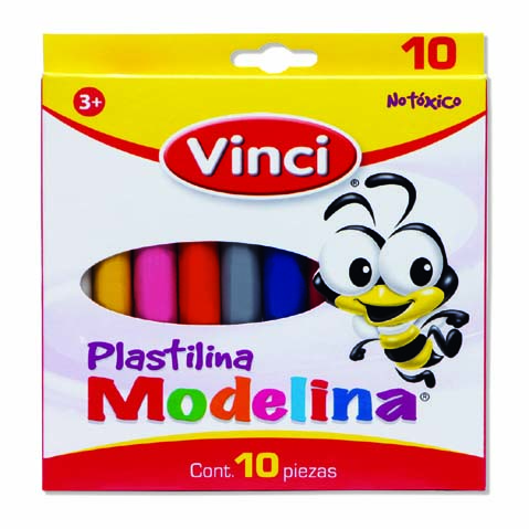 PLASTILINA MODELINA VINCI CAJA C/ 10 BARRAS COLORES SURTIDOS
