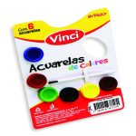 ACUARELA ESCOLAR VINCI 2496 PALETA DE CARTON CON 6 COLORES