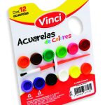 ACUARELA ESCOLAR VINCI 2497 PALETA DE CARTON CON 12 COLORES