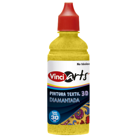 PINTURA TEXTIL VINCI 30 ML. 1034 AMARILLO DIAMANTADO