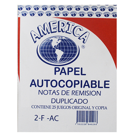BLOCK REMISION AMERICA AUTOCOPIANTE DUPLICADO 2-F-AC 25 JUEGOS
