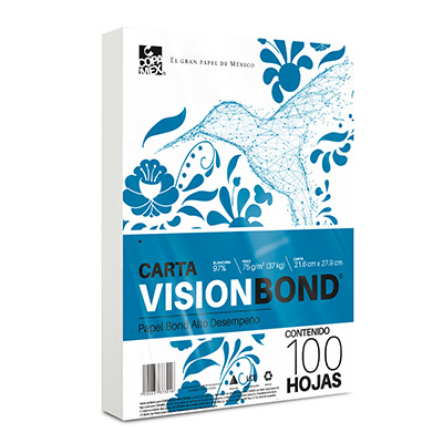 PAPEL VISION BOND 37 KGS. CARTA BLANCO PAQUETE MINI CON 100