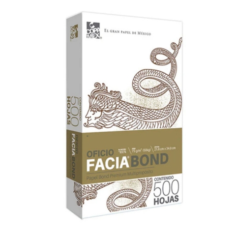 PAPEL BOND COPAMEX FACIA BLANCO OFICIO 50 KGS. PAQUETE CON 500