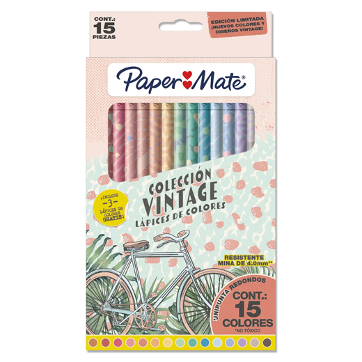 COLORES PAPERMATE VINTAGE 4MM CAJA CON 15