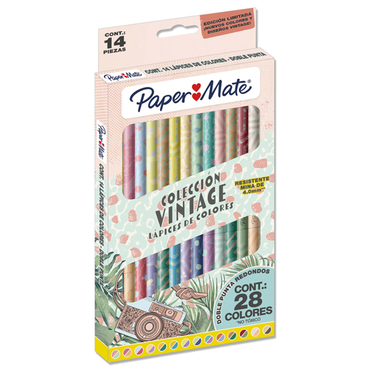 COLORES PAPERMATE VINTAGE DOBLE PUNTA 14X28 CAJA CON 14