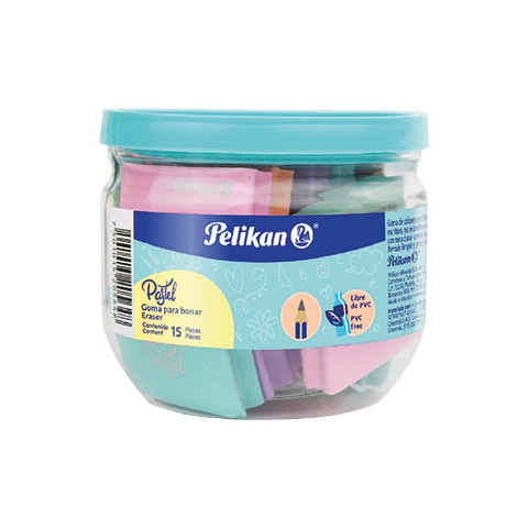 BORRADOR PELIKAN 06140319 COLORES PASTEL SURTIDOS BOTE CON 15