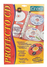 PROTECTOR DE CD O DVD KINERA 374 (MICA PARA 4 DISCOS) PAQUETE CON 10