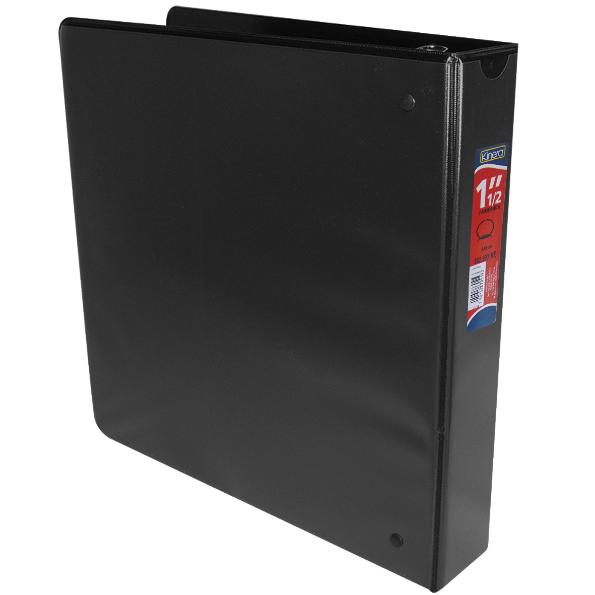 CARPETA DE ARGOLLAS CON VENTANA ARILLO ""O"" KINERA 9601NE CARTA NEGRA 1.5 PULGADAS