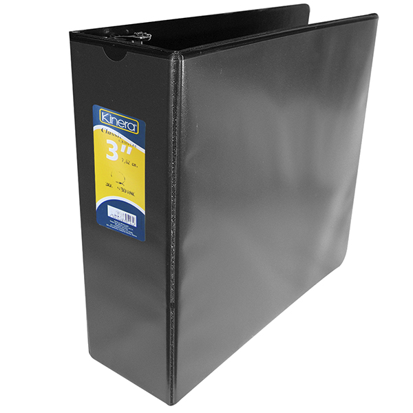 CARPETA DE ARGOLLAS CON VENTANA ARILLO ""O"" KINERA 9301NE CARTA NEGRA 3 PULGADAS