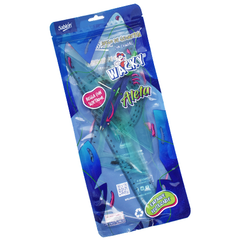 ESTUCHE GEOMETRIA SABLON 1089 WACKY CON ALETA ERGONOMICA Y COMPAS