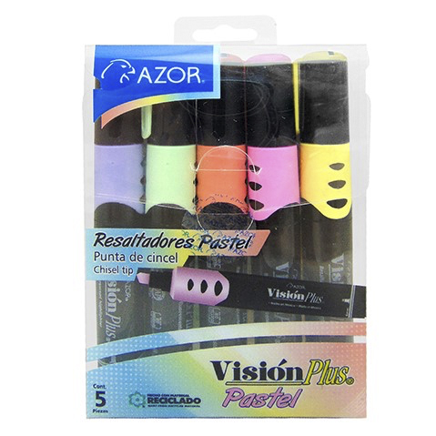 MARCATEXTOS AZOR VISION PLUS 2625P COLORES PASTEL ESTUCHE CON 5