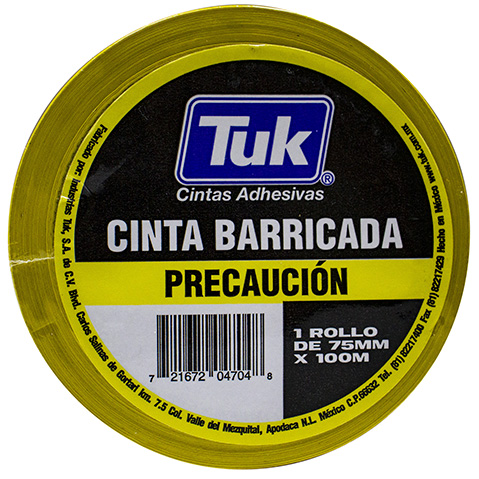 CINTA BARRICADA TUK MODELO 520 AMARILLA PRECAUCION 75X100