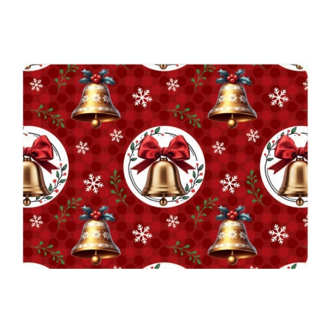 PAPEL NAVID COUCHE DIPAK 57X87 CAMPANAS DORADAS PAQUETE CON 25