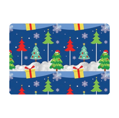 PAPEL NAVID COUCHE DIPAK 57X87 PINOS Y REGALOS DE NIEVE PAQUETE CON 25