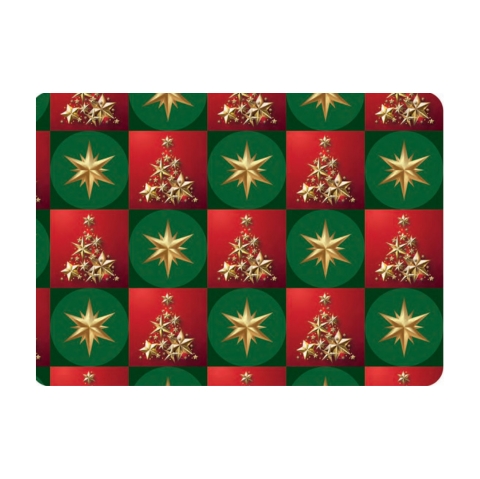 PAPEL NAVID COUCHE DIPAK 57X87 ESTRELLAS DORADAS PAQUETE CON 25