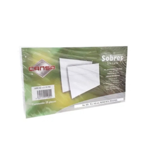 SOBRE BLANCO CANSA 503 6 3/4 63 KGS. CARTA PAQUETE CON 100
