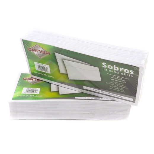 SOBRE BLANCO CANSA 503OF10 63 KGS. OFICIO PAQUETE CON 100