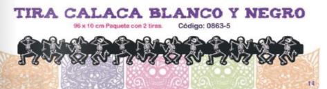 TIRA CALACA BLANCO Y NEGRO PADI 863 PAQUETE CON 2