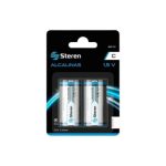 BATERIA ALCALINA STEREN BAT-C2 MODELO C BLISTER CON 2