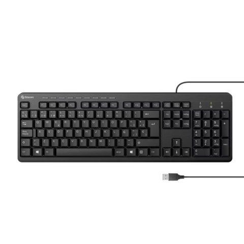 TECLADO ALAMBRICO STEREN COM-628 USB TECLAS MULTIMEDIA NEGRO