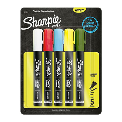 MARCADOR PARA VENTANA SHARPIE CHALK 2175541 TINTA LIQUIDA BORRABLE CON 5