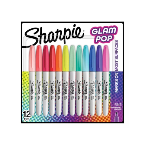 MARCADOR PERMANENTE SHARPIE GLAM POP FINO 2185226 CON 12 COLORES SURTIDOS
