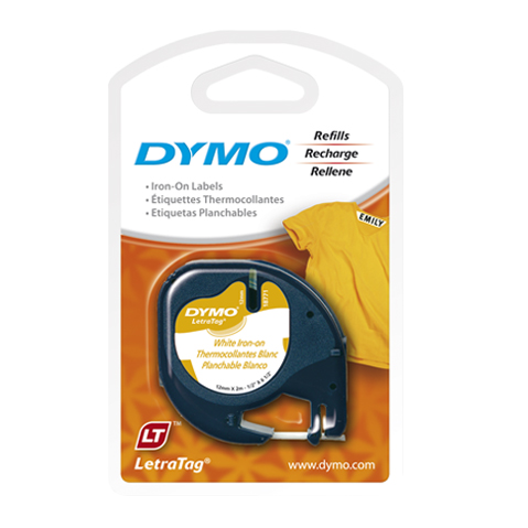 CINTA PARA ROTULADOR ELECTRONICO DYMO LETRATAG 18771 12X4MM PARA TELA BLANCO