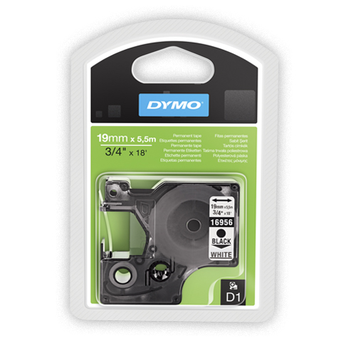 CINTA PARA ROTULADOR ELECTRONICO DYMO LABEL MANAGER D1 16956 3/4"" NEGRO/BLANCO