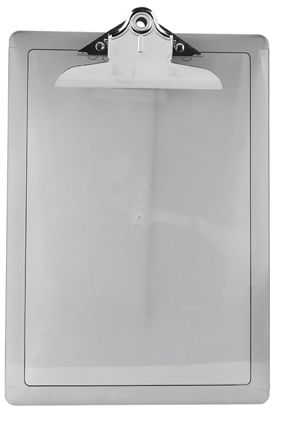 TABLA CON CLIP AGARRAPAPEL DE PLASTICO ACRIMET UNIVERSAL HUMO O CRISTAL 34X24 CMS.