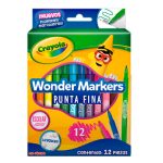MARCADOR LAVABLE CRAYOLA WONDER MARKER 580080 PUNTA FINA CON 12