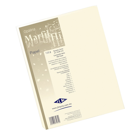 PAPEL OPALINA HI CREMA CARTA 125GRS. PAQUETE CON 100