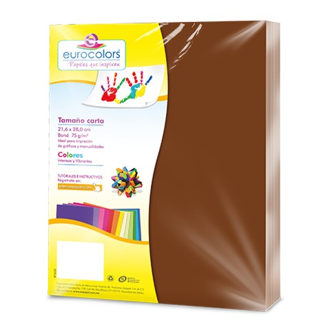 PAPEL BOND EUROCOLORS CARTA CAFE TERRA PAQUETE CON 100