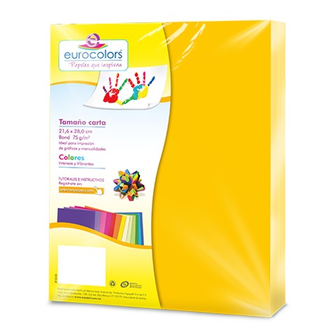 PAPEL BOND EUROCOLORS CARTA CANARIO PAQUETE CON 100