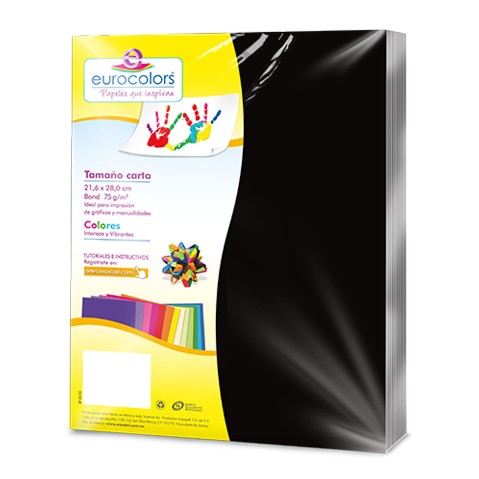 PAPEL BOND EUROCOLORS CARTA NEGRO PAQUETE CON 100