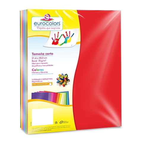 PAPEL BOND EUROCOLORS CARTA ARCOIRIS PAQUETE CON 250