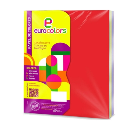 PAPEL BOND EUROCOLORS CARTA ARCOIRIS INTENSO PAQUETE CON 100