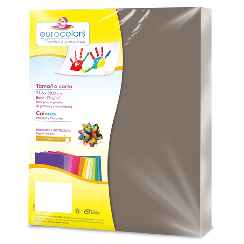 PAPEL BOND EUROCOLORS CARTA GRIS PAQUETE CON 100
