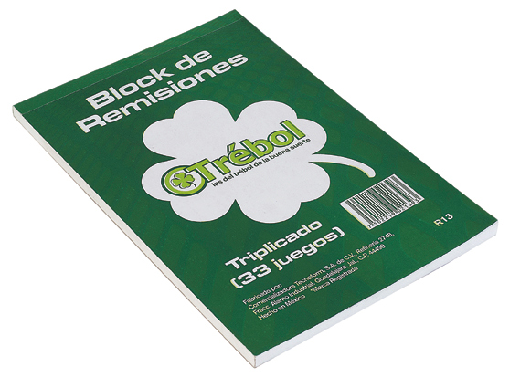 BLOCK REMISION TREBOL R13 TAMAÑO ESQUELA TRIPLICADO 33 JUEGOS