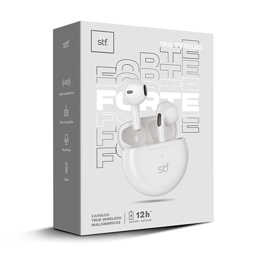 AUDIFONOS TRUE WIRELESS STF FORTE ST-E19733 GRIS CLARO