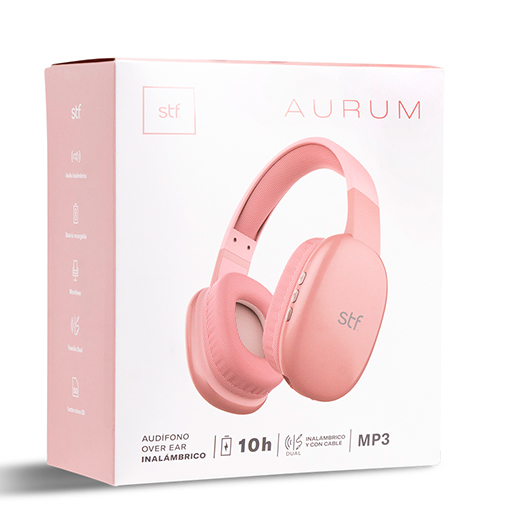 AUDIFONO DIADEMA TRUE WIRELESS STF AURUM SF-H16437 COLOR ROSA