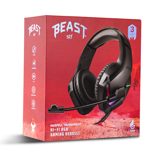 AUDIFONO DIADEMA GAMER CON MICROFONO STF MUSPELL TOURNAMANT STG-H32547 COLOR NEGRO