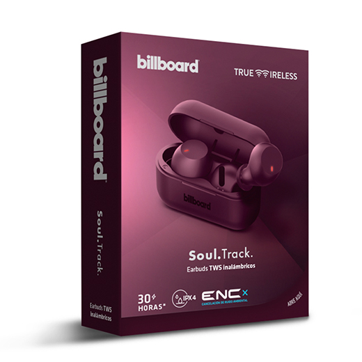 AUDIFONOS TRUE WIRELESS BILLBOARD SOUL TRACK BB-E19795 COLOR VINO